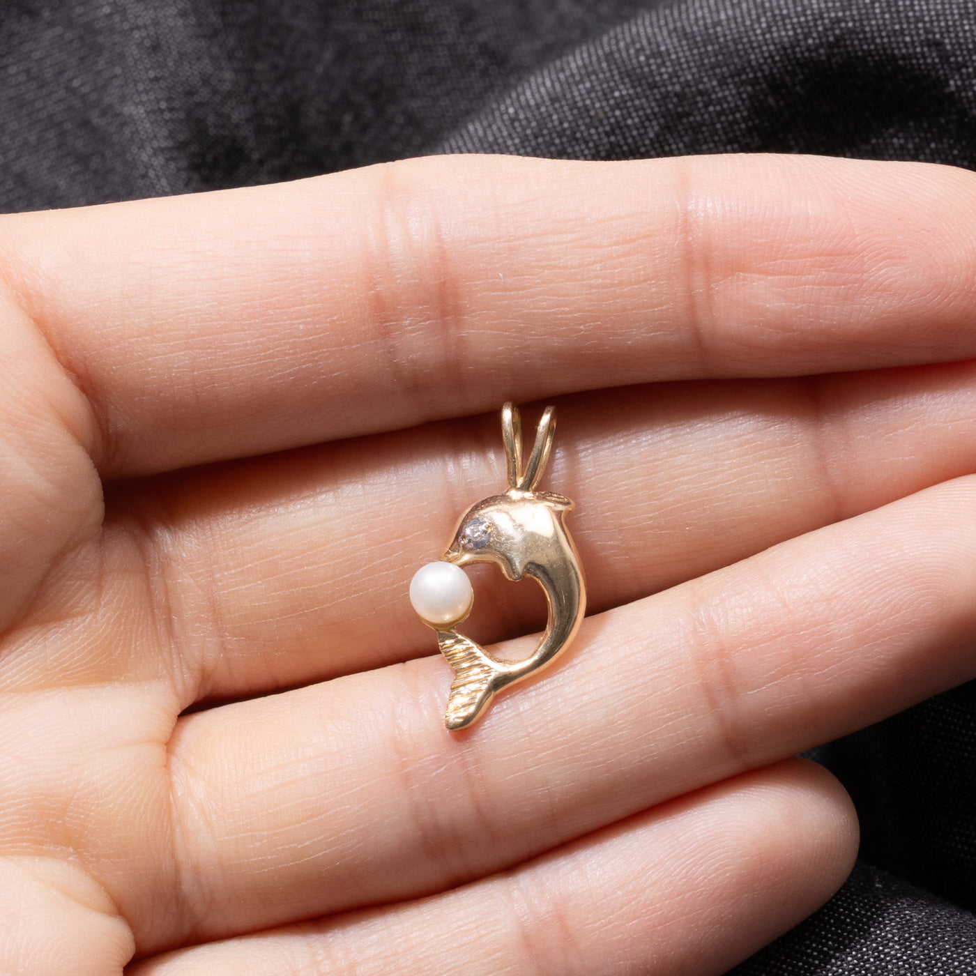10k Pearl Dolphin Pendant