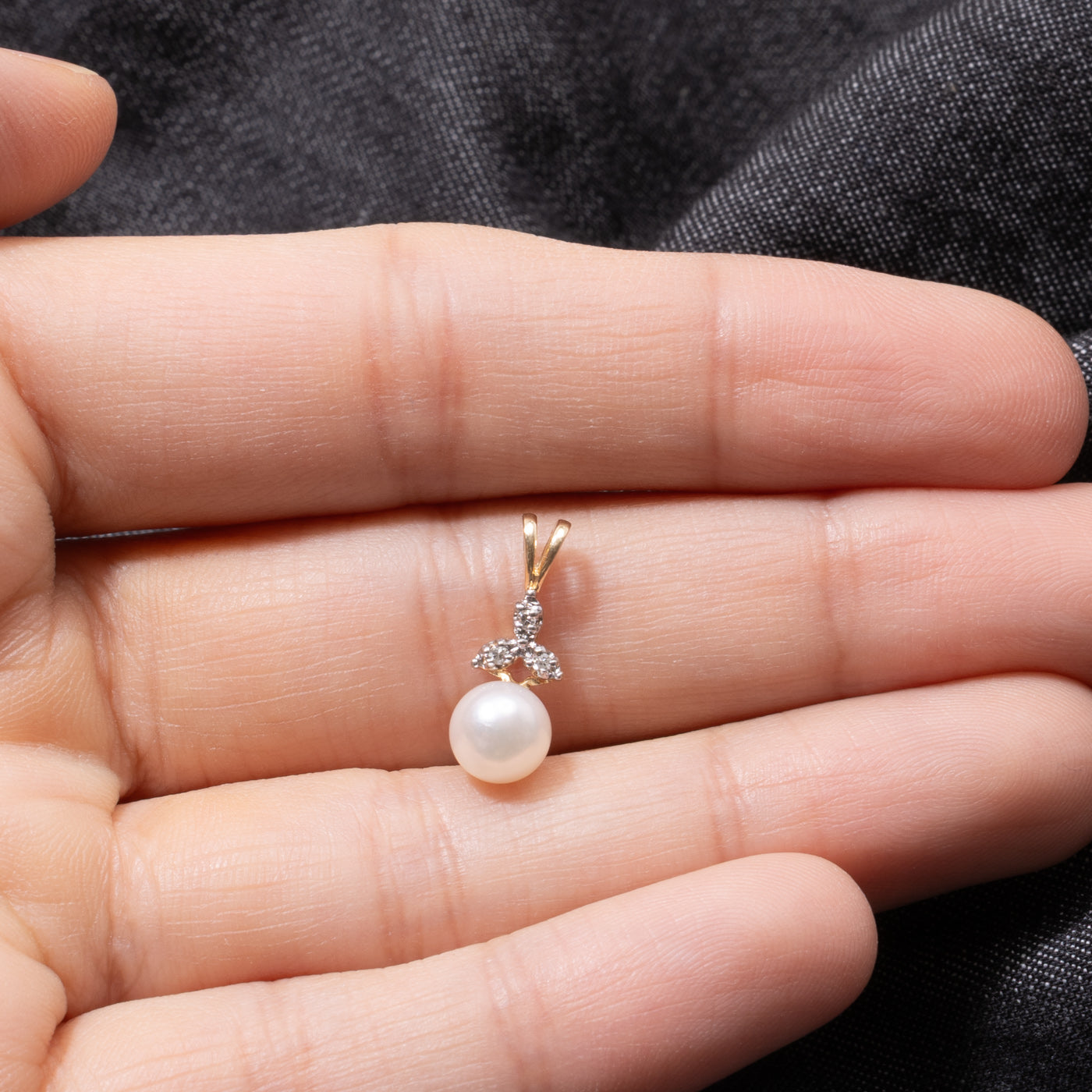 14k Pearl & Diamond Pendant