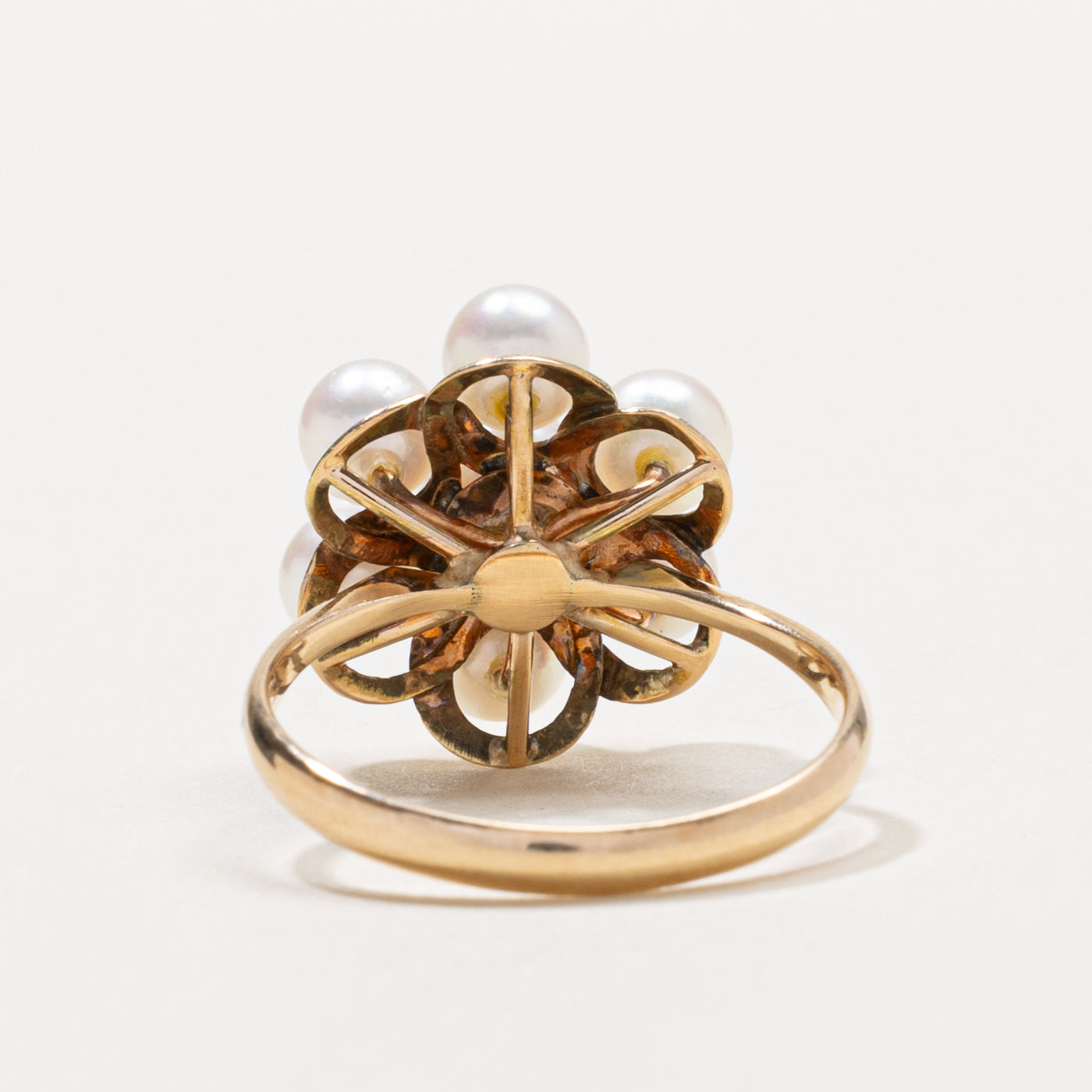14k Pearl Floral Cluster Cocktail Ring | SZ 7