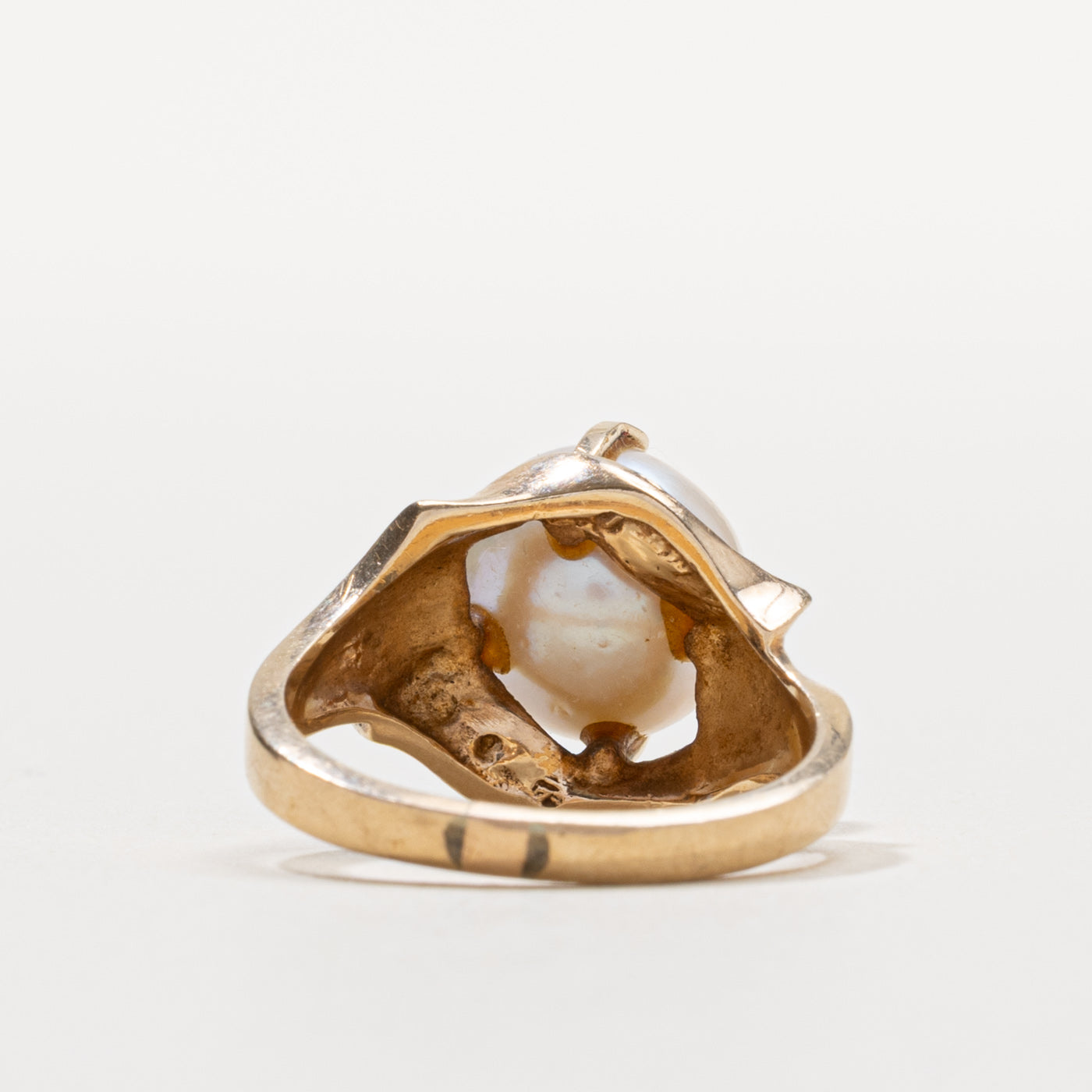 10k Prong Set Pearl Bypass Ring | SZ 6.75