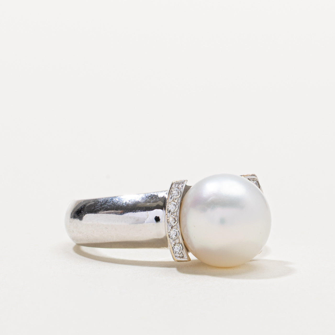 18k Pearl & Diamond Accented Ring | SZ 6.5