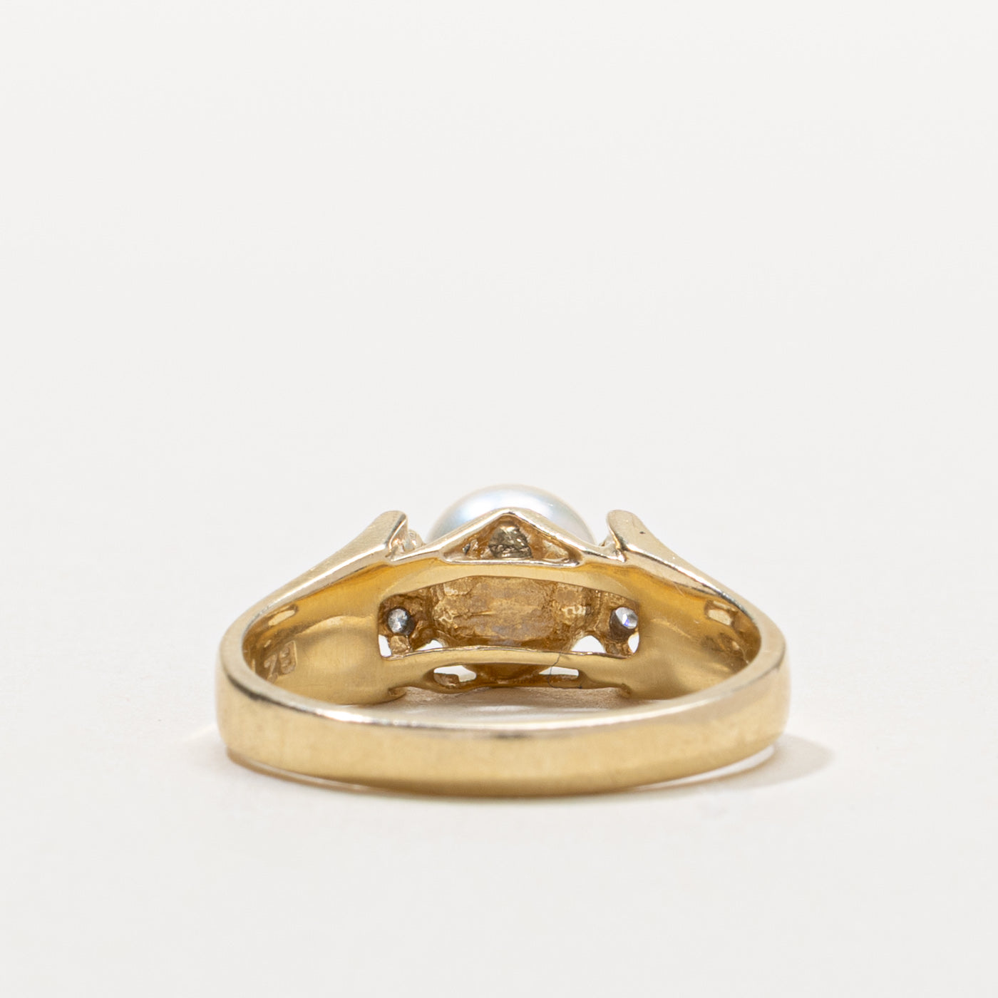 14k Pearl & Diamond Accented Ring | SZ 7.25
