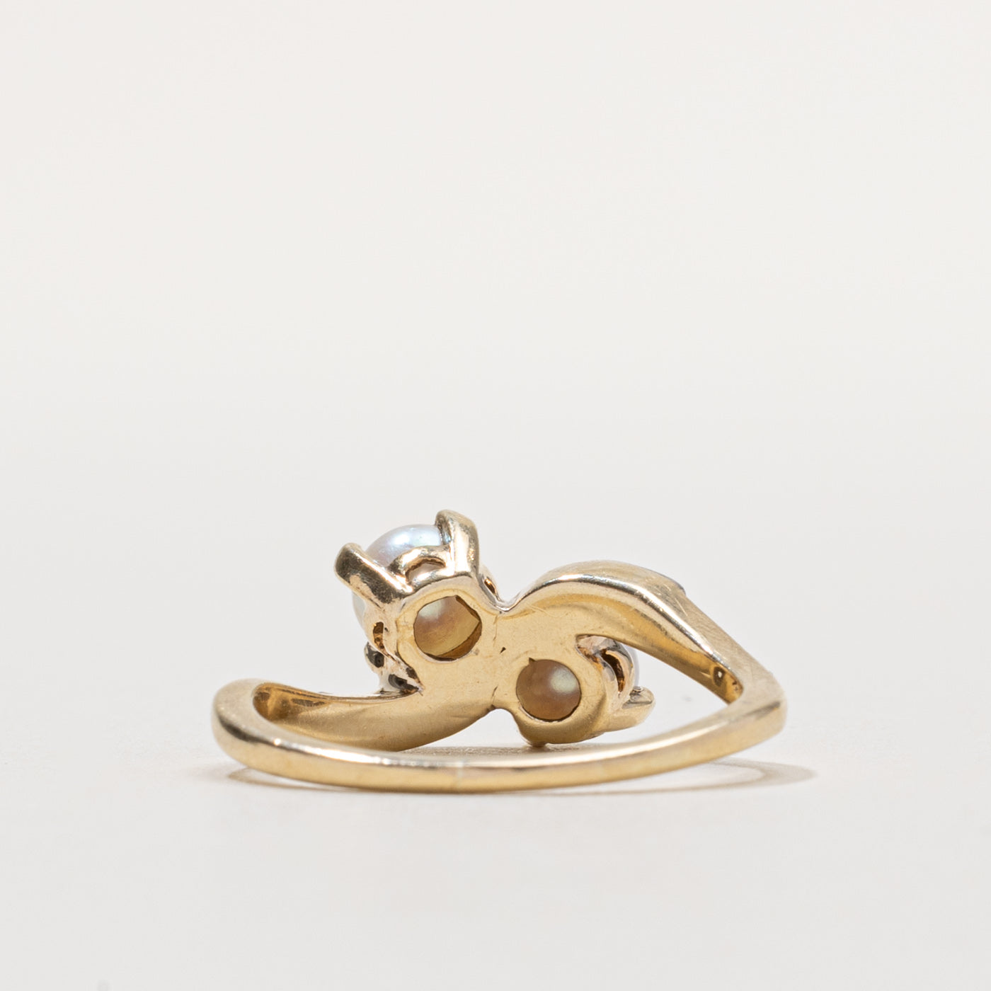 10k Pearl & Diamond Toi et Moi Ring | SZ 8.5