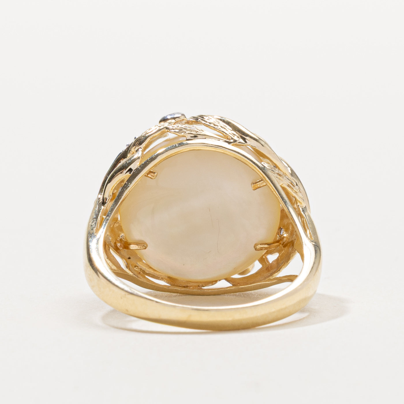 14k Mabé Pearl Floral Cocktail Ring | SZ 8.25
