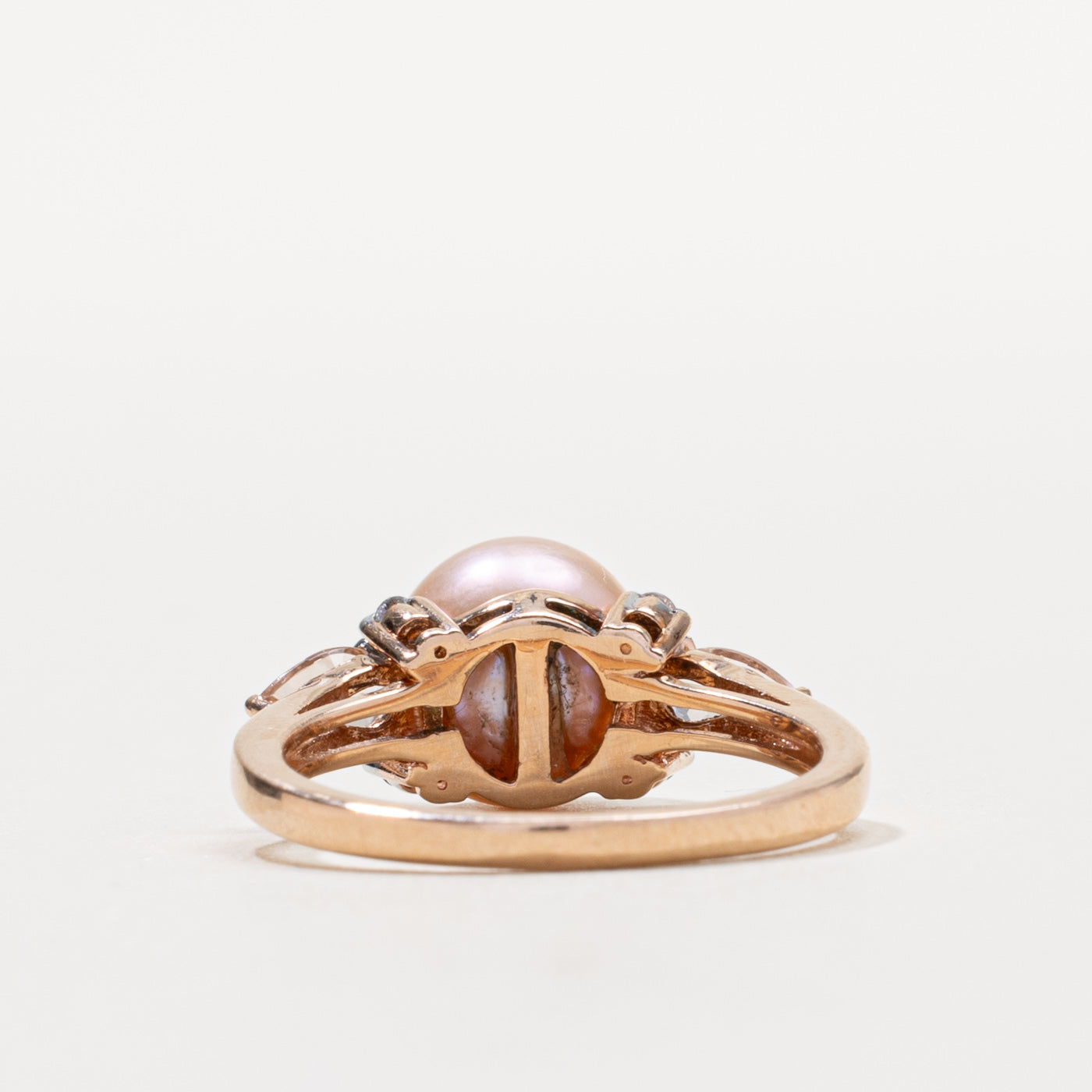 14k Pink Pearl, Morganite & Diamond Ring | 0.26ctw, 0.03ctw | SZ 7.25