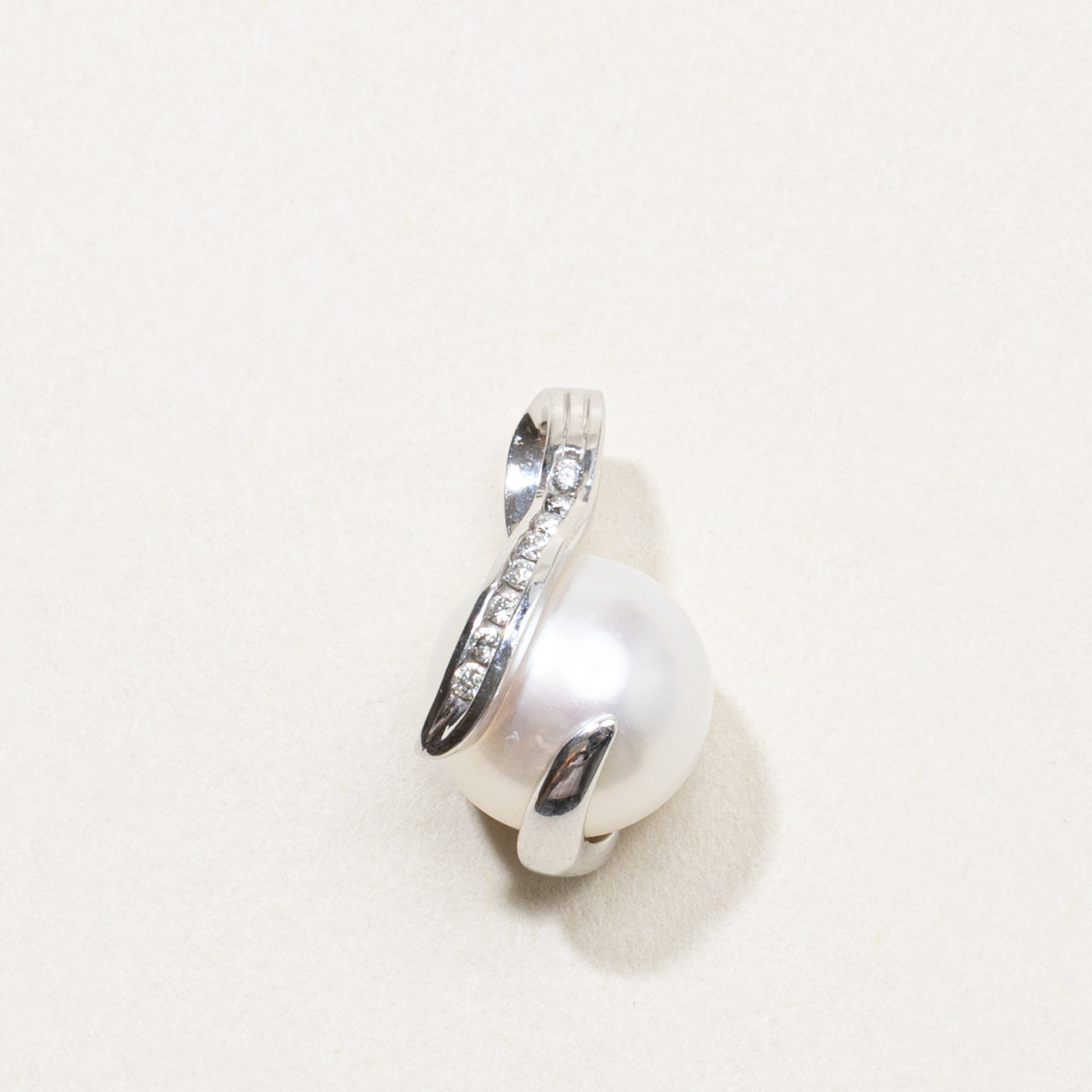 10k Wrapped Pearl & Diamond Pendant