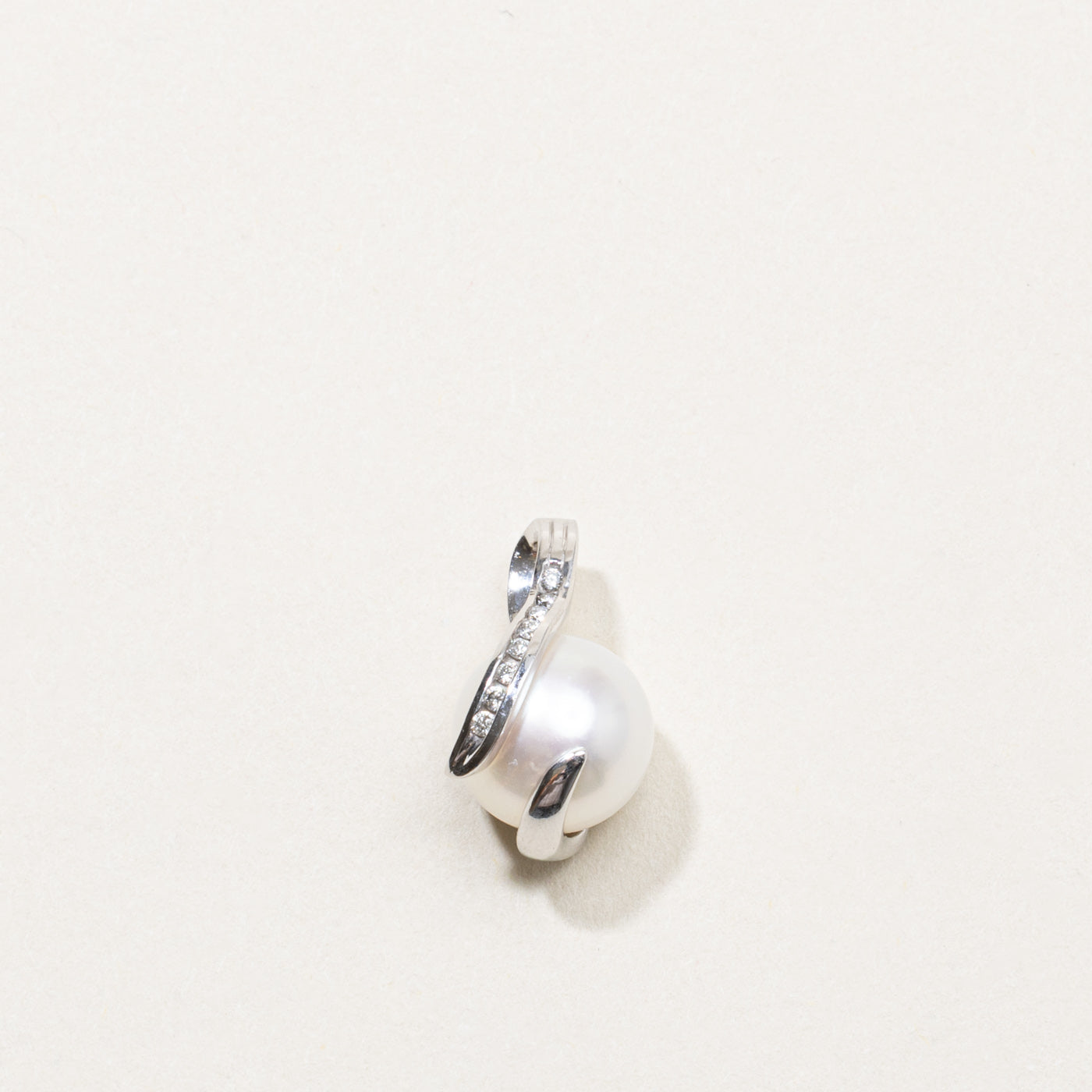 10k Wrapped Pearl & Diamond Pendant