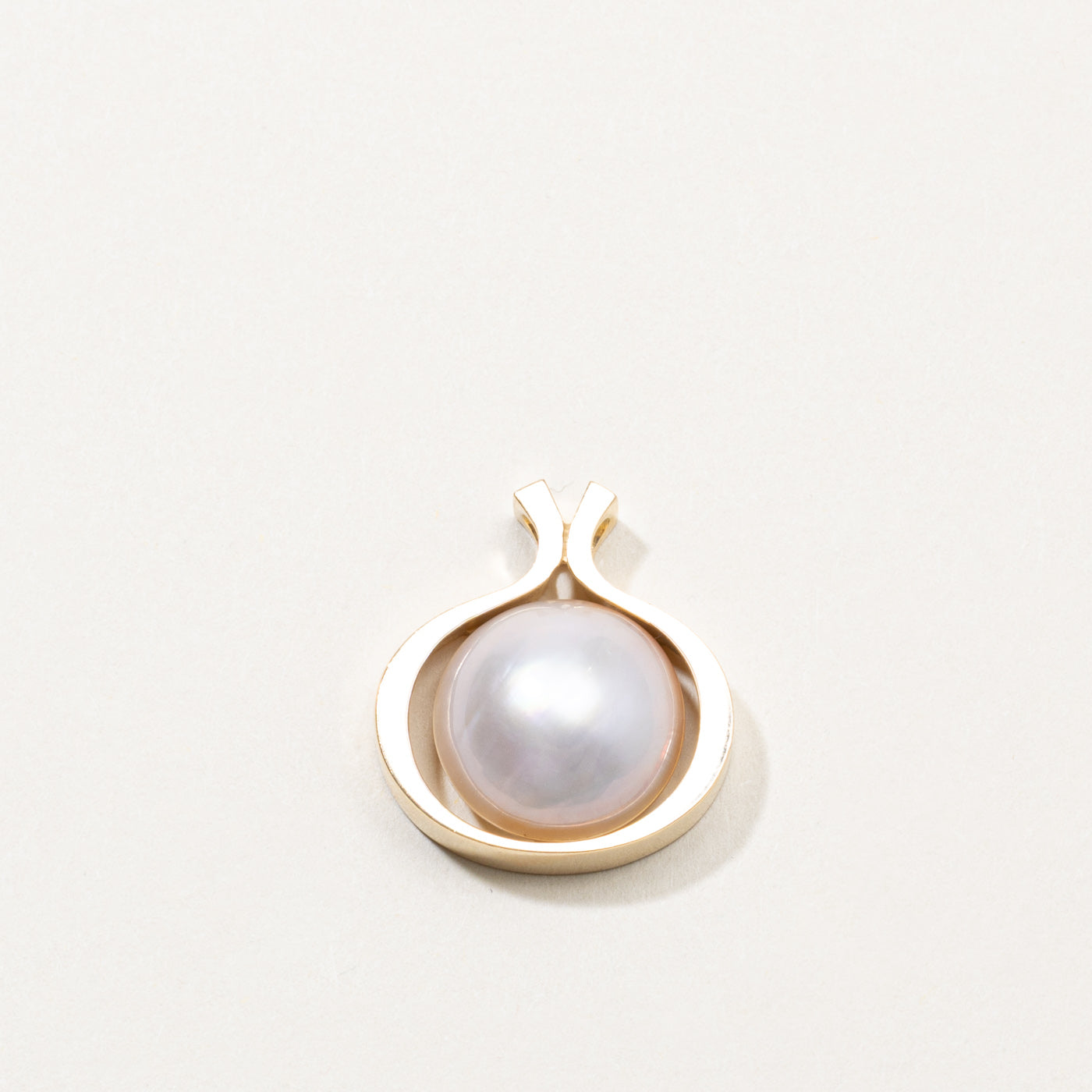 14k Mabé Pearl Framed Pendant