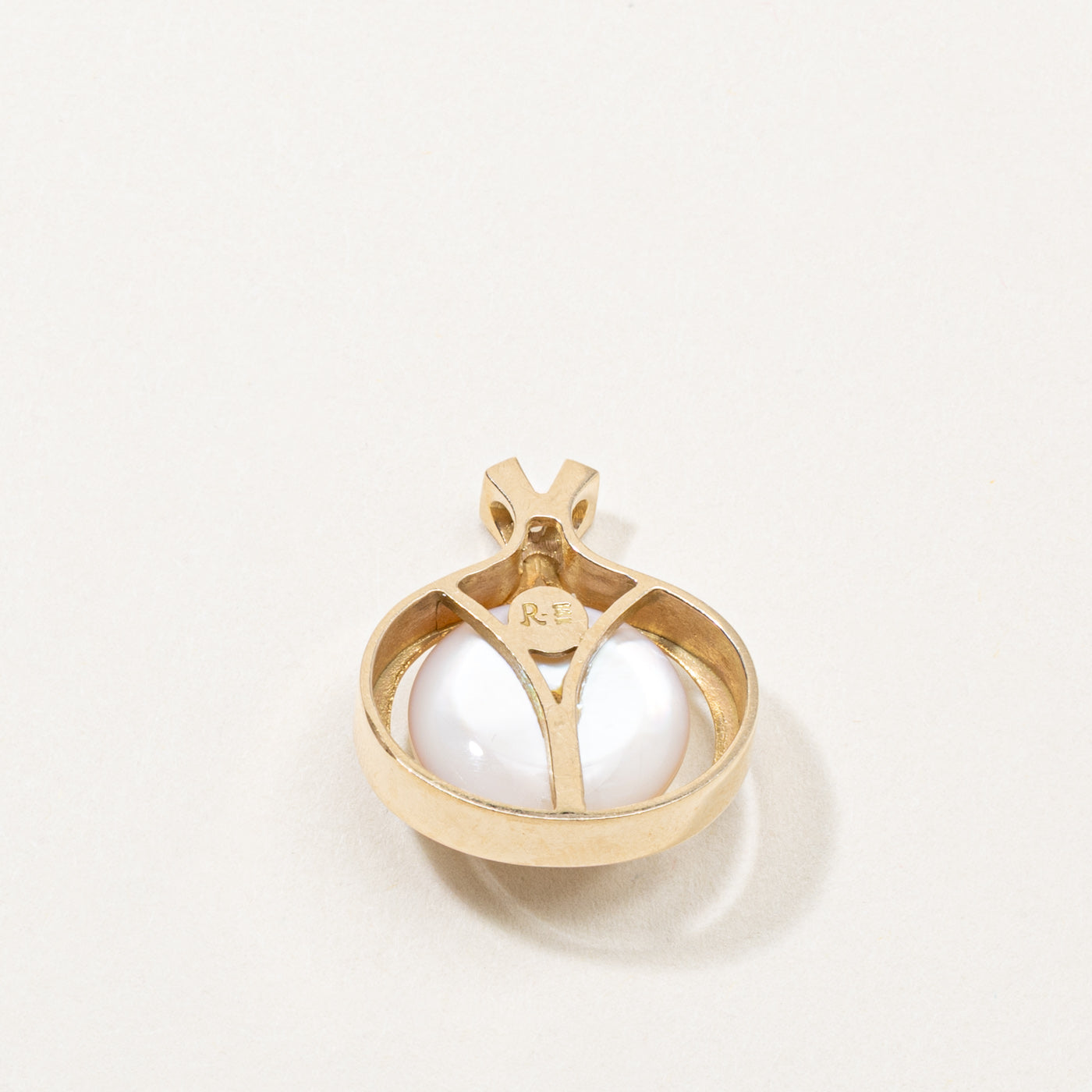 14k Mabé Pearl Framed Pendant