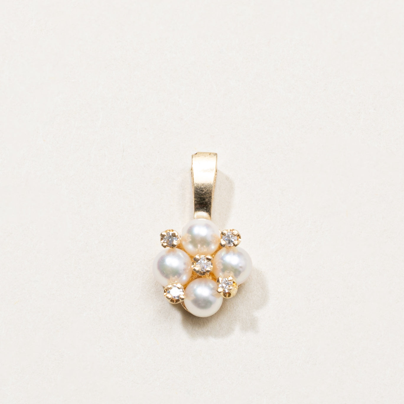 14k Pearl & Diamond Cluster Pendant
