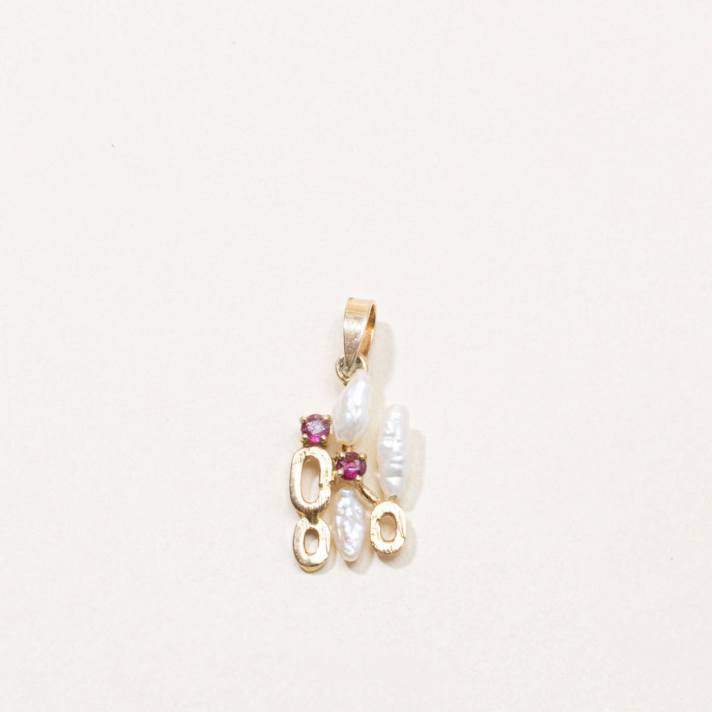 14k Ruby & Pearl Abstract Cluster Pendant