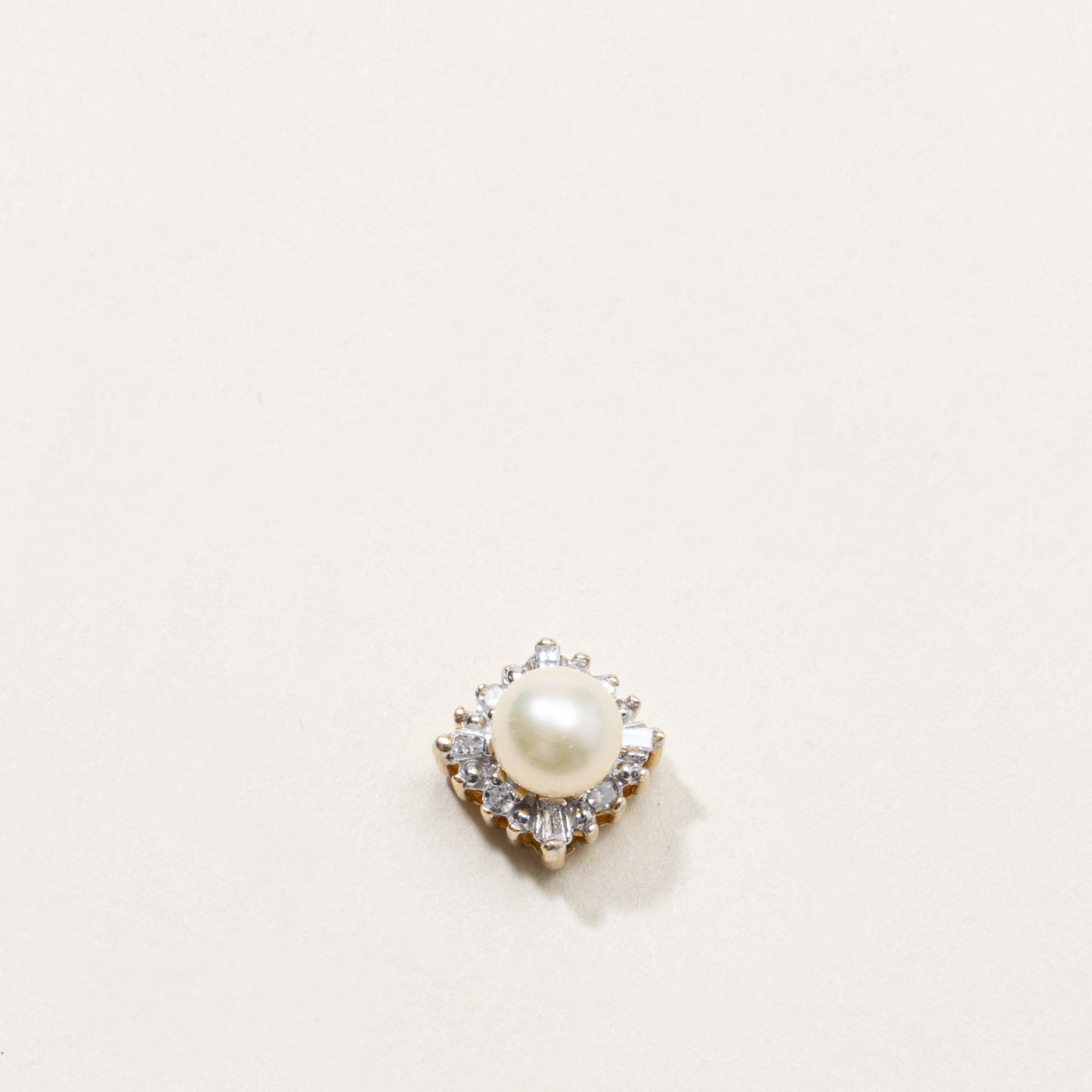 14k Pearl & Diamond Halo Pendant