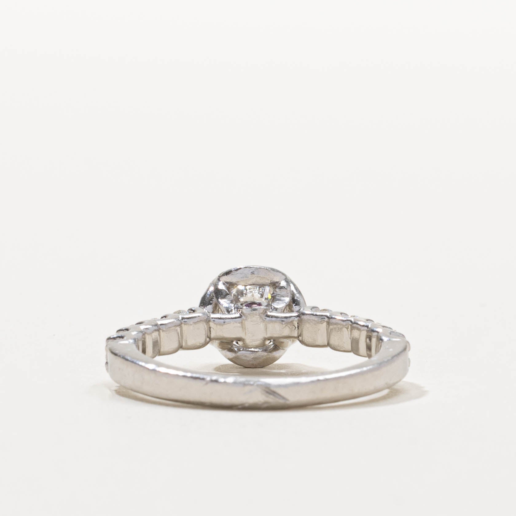 GIA Diamond Accented Textured Ring | GIA 0.70ct VS1 J, 0.29ctw | SZ 6.75