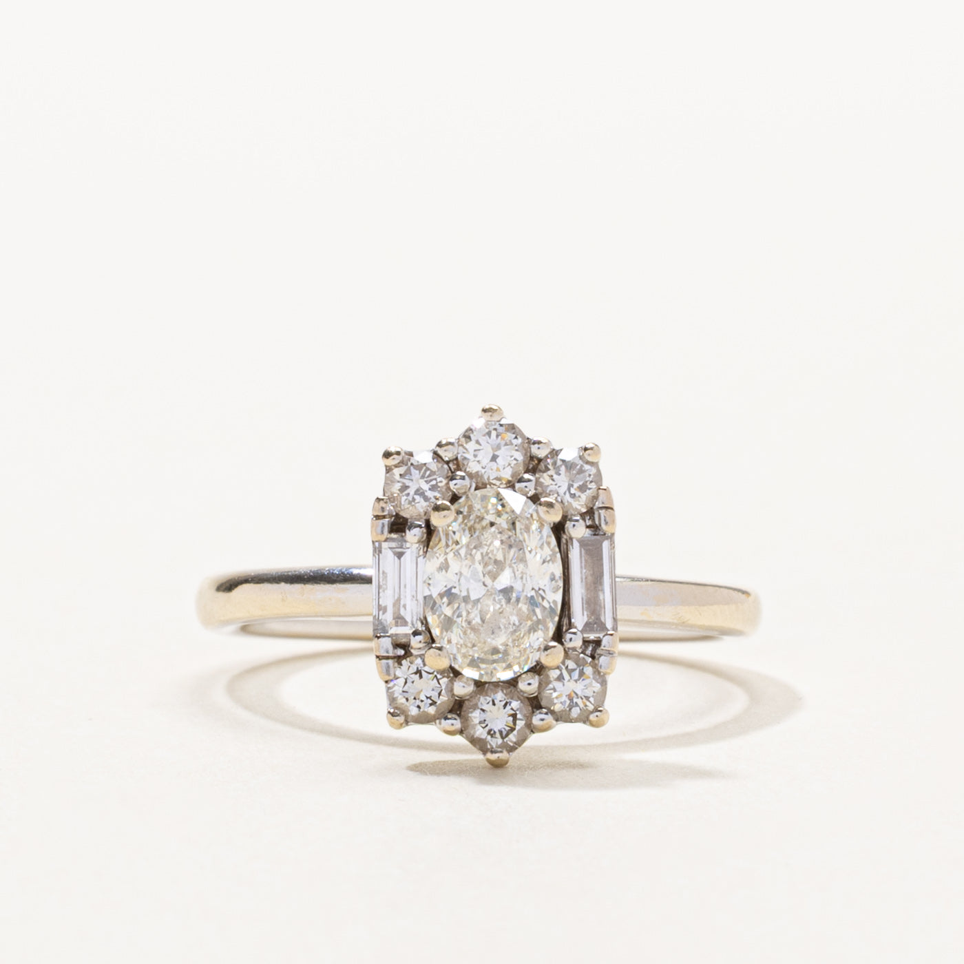 18k Oval Cut Diamond Multi Cut Halo Ring | 0.60ct SI2 I, 0.26ctw | SZ 6.5