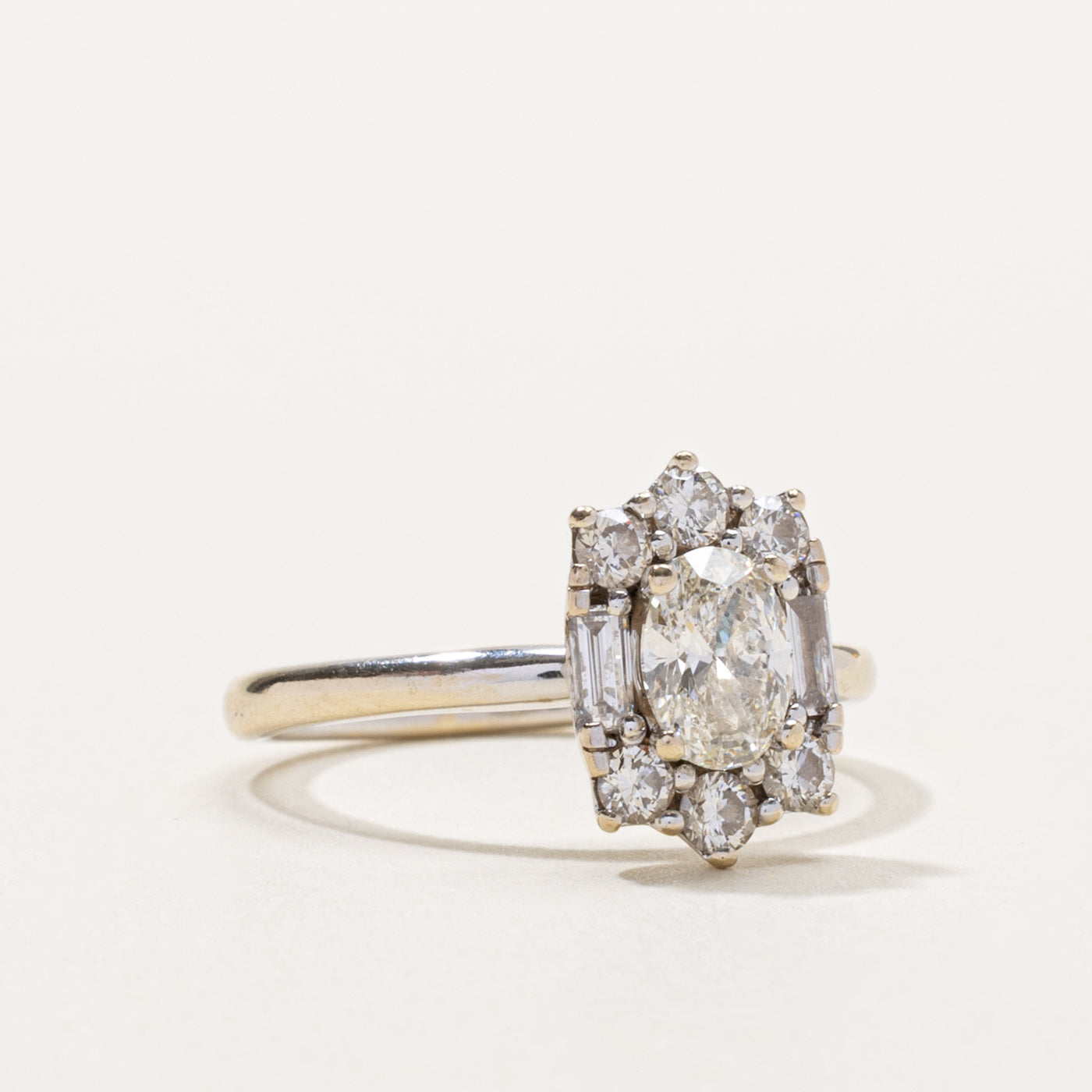 18k Oval Cut Diamond Multi Cut Halo Ring | 0.60ct SI2 I, 0.26ctw | SZ 6.5