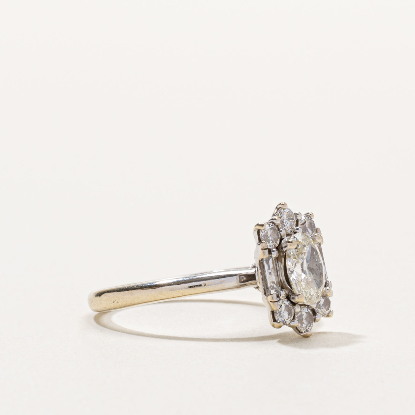18k Oval Cut Diamond Multi Cut Halo Ring | 0.60ct SI2 I, 0.26ctw | SZ 6.5