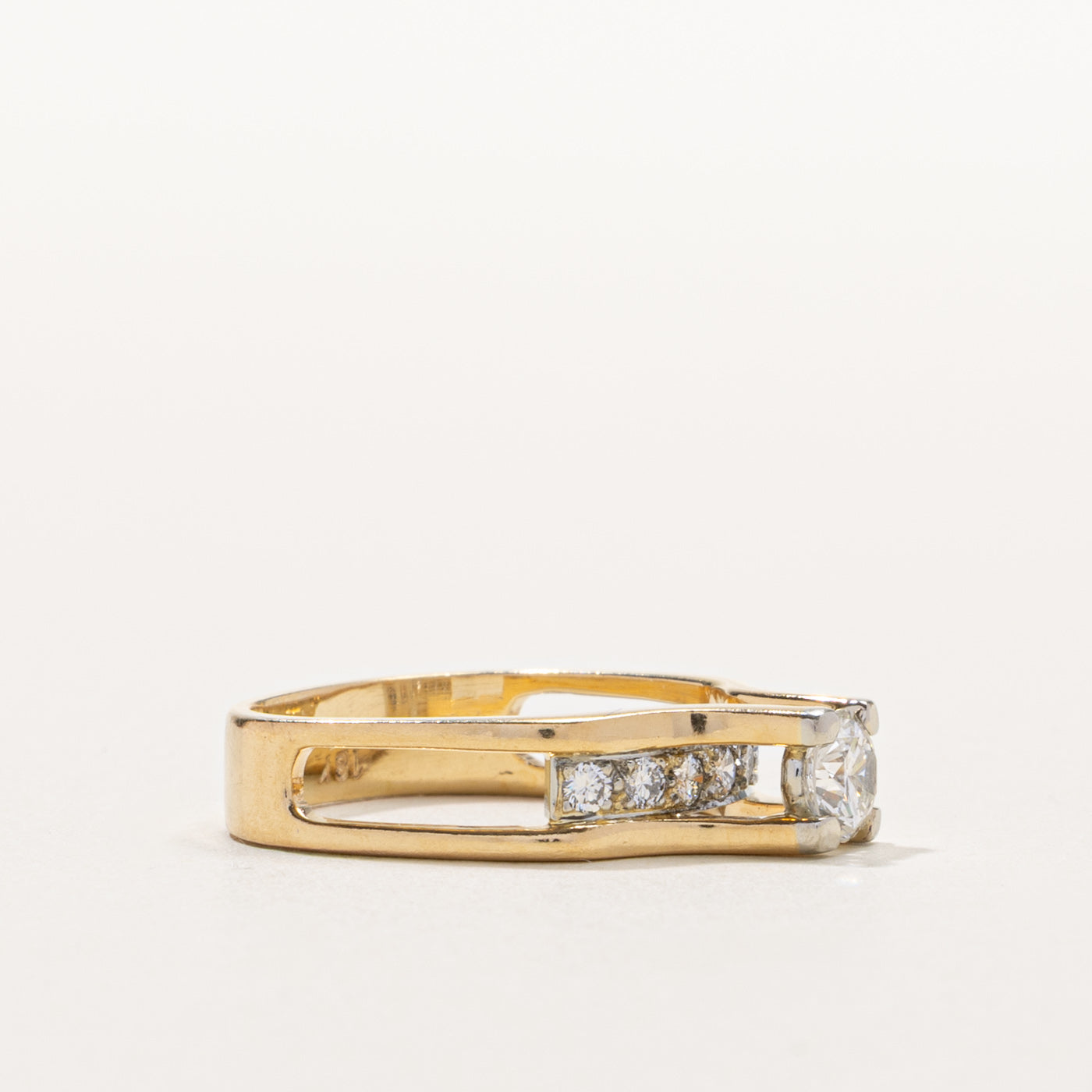 18k Diamond Accented Open Side Ring | 0.45ct SI2 H/I, 0.21ctw | SZ 6