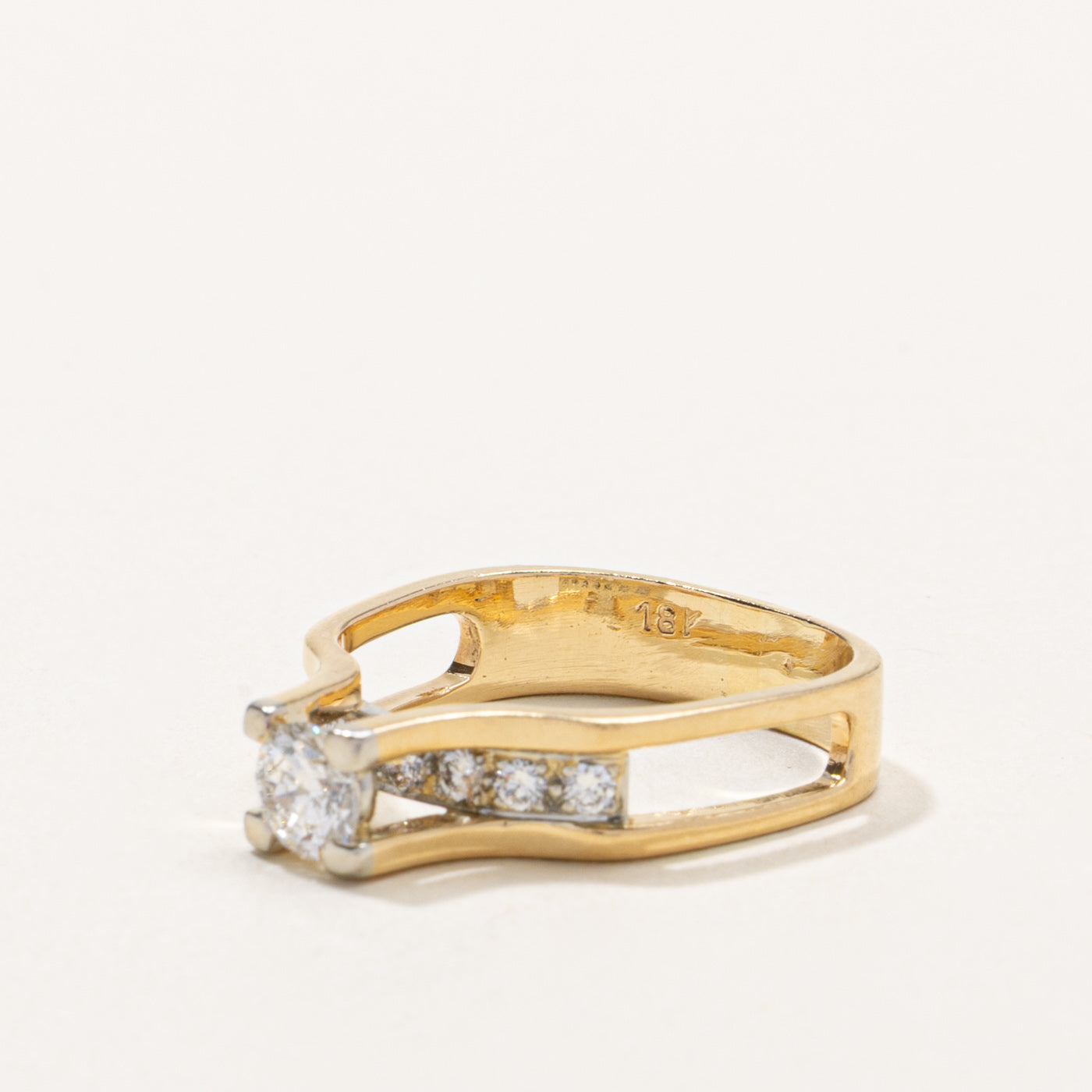 18k Diamond Accented Open Side Ring | 0.45ct SI2 H/I, 0.21ctw | SZ 6