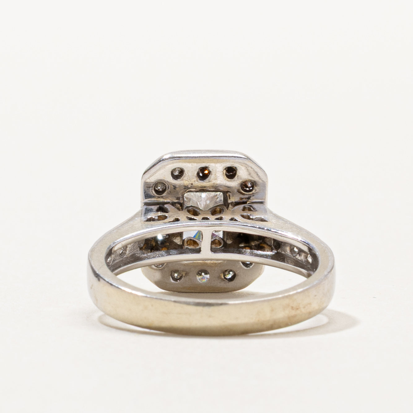 14k Radiant Cut Diamond Halo Ring | 0.91ct I1/I2 I/J, 0.54ctw | SZ 5.5