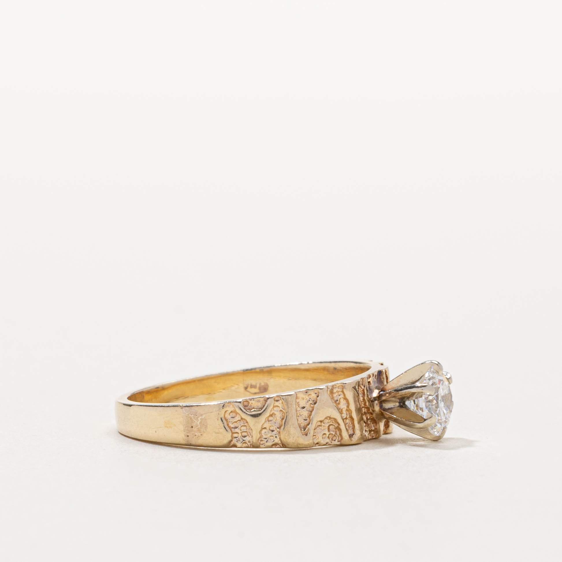 10k Solitaire Diamond Textured Ring | 0.51ct SI2/I1 H/I | SZ 8.5