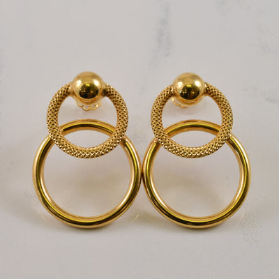 18k Yellow Gold Double Hoop Stud Earrings |