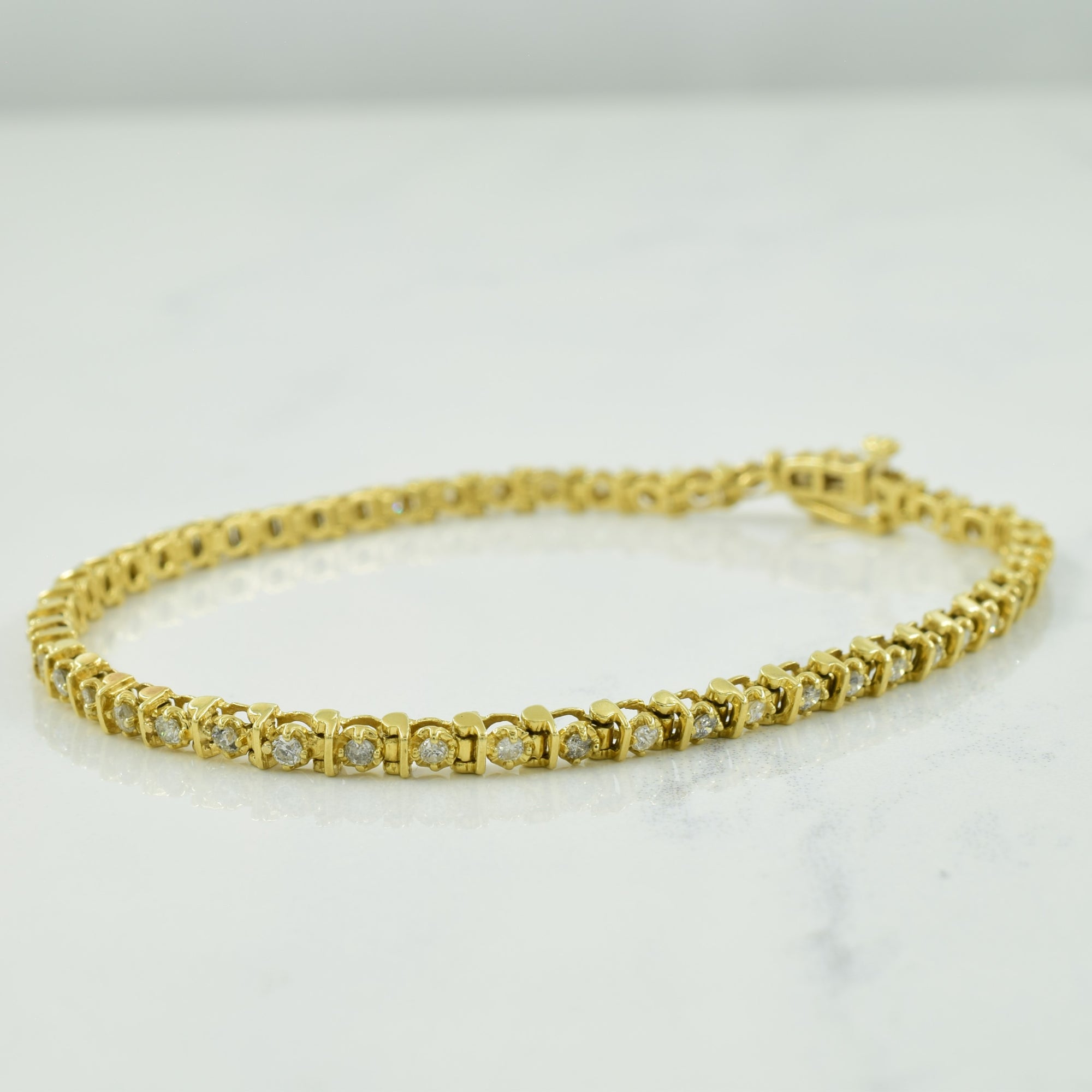 Diamond Tennis 14k Yellow Gold Bracelet | 1.27ctw | 7.25