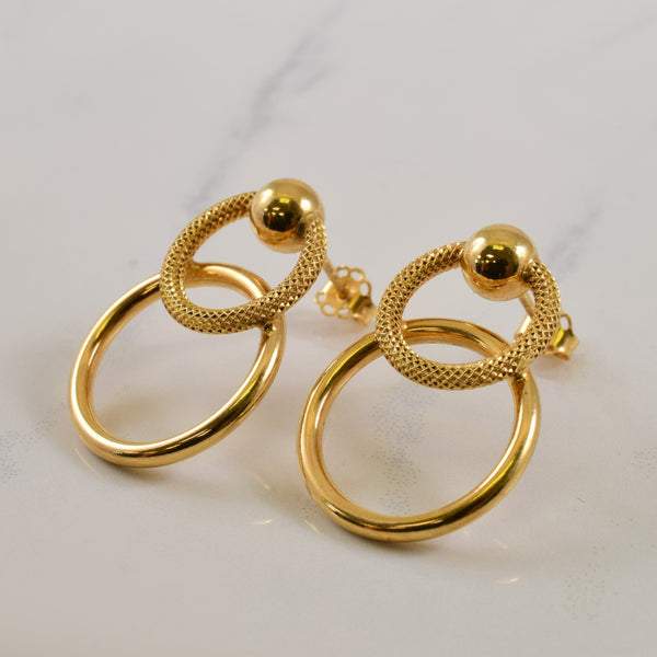 18k Yellow Gold Double Hoop Stud Earrings |