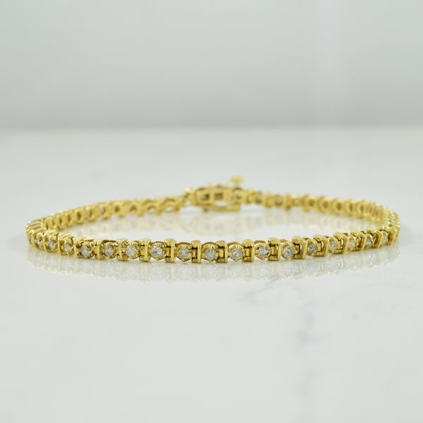 Diamond Tennis 14k Yellow Gold Bracelet | 1.27ctw | 7.25