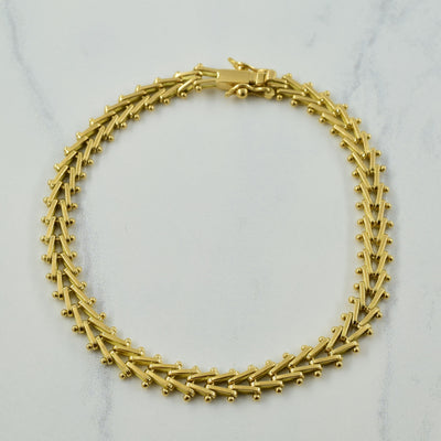 18k Yellow Gold V Link Chain Bracelet | 7.5