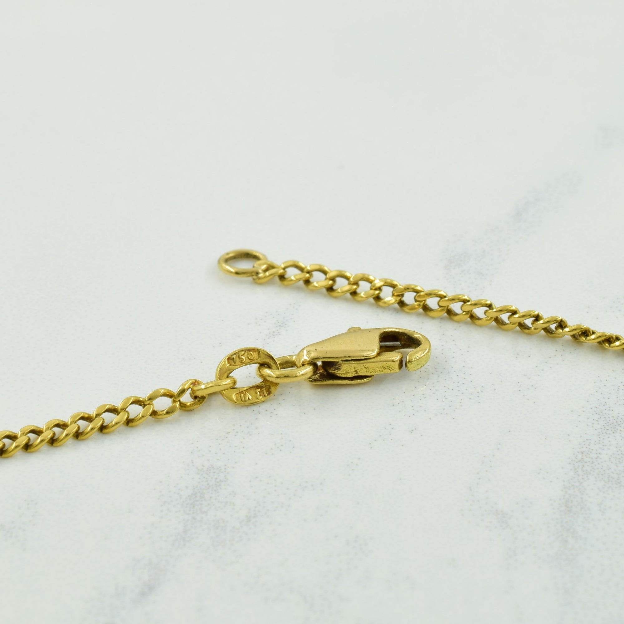 18k Yellow Gold Vintage Italian Hallmark Curb Chain | 23.5