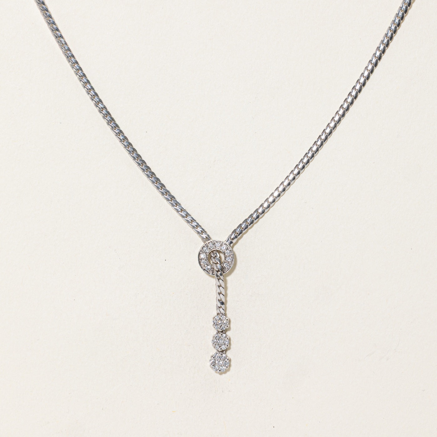 10k Diamond Clusters Adjustable Lariat Necklace | 18"