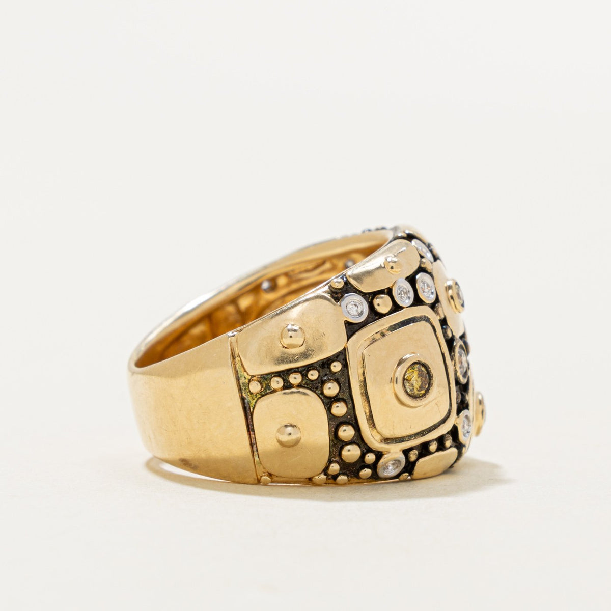 14k Scattered Yellow & White Diamond Geometric Statement Ring | 0.35ctw | SZ 7.25