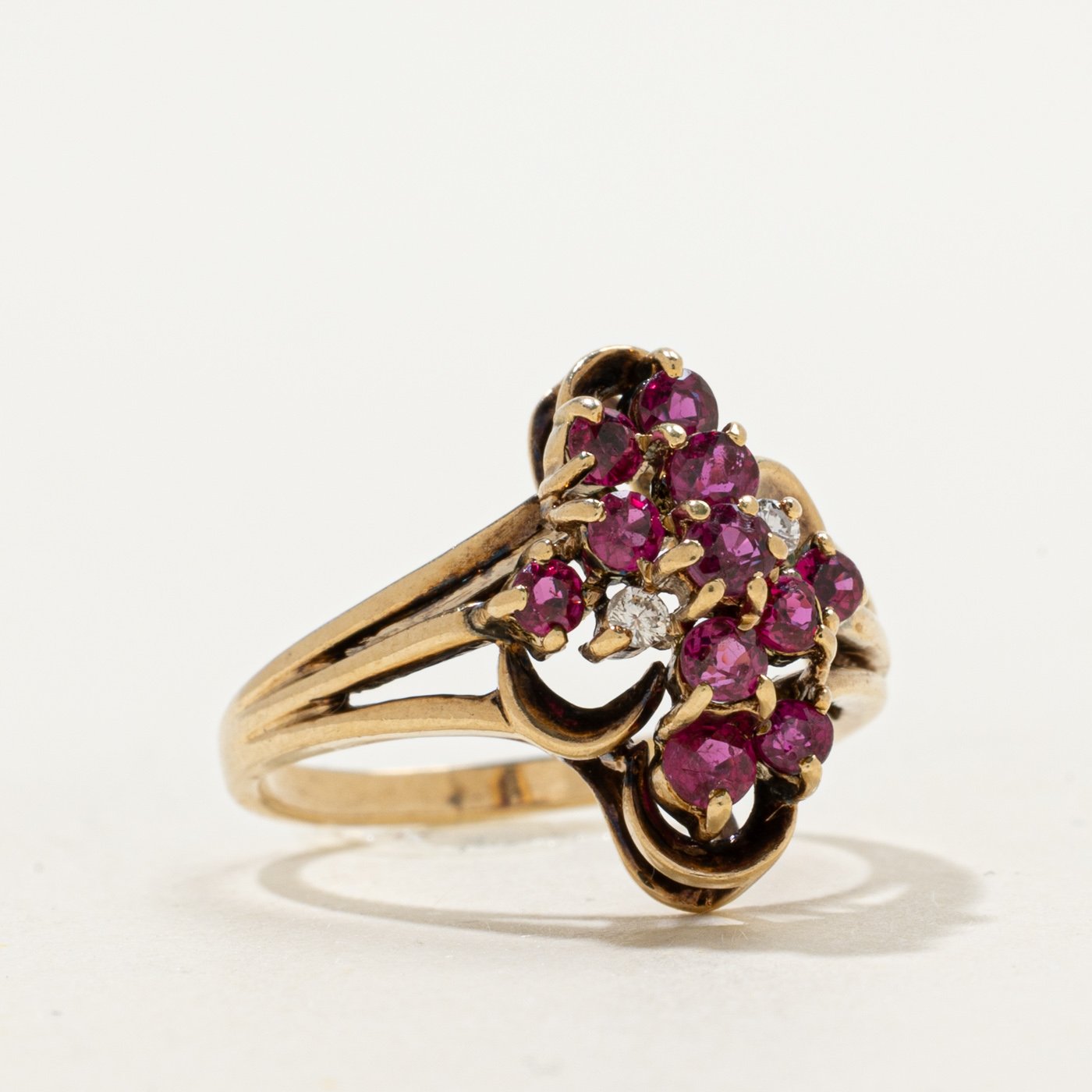 14K Ring with Diamond Accents with Ruby