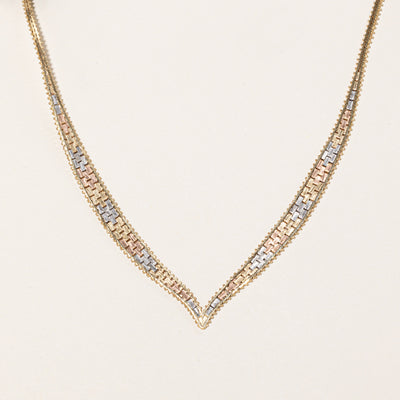 14k Tri Tone Gold Necklace | 16