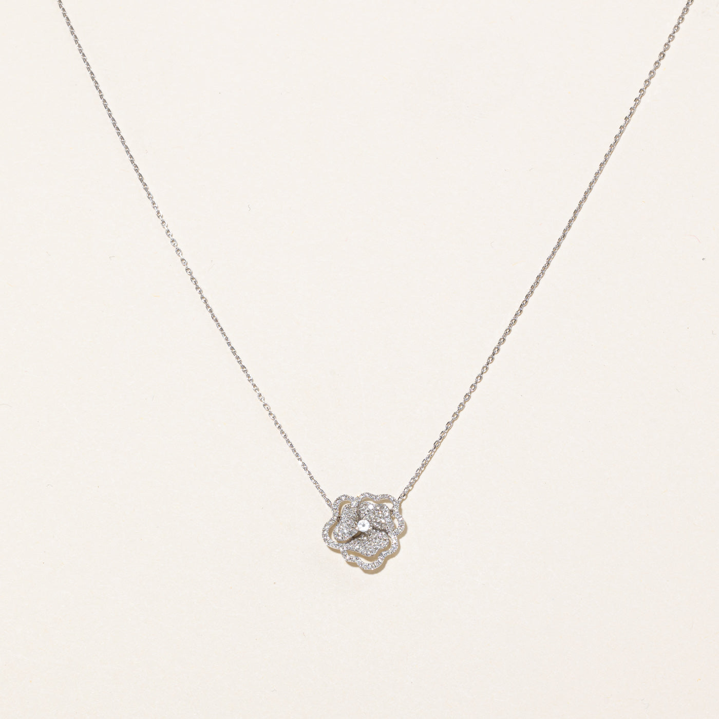 Diamond & Topaz Flower Pendant Necklace | 0.32ctw, 0.05ctw | 16" |