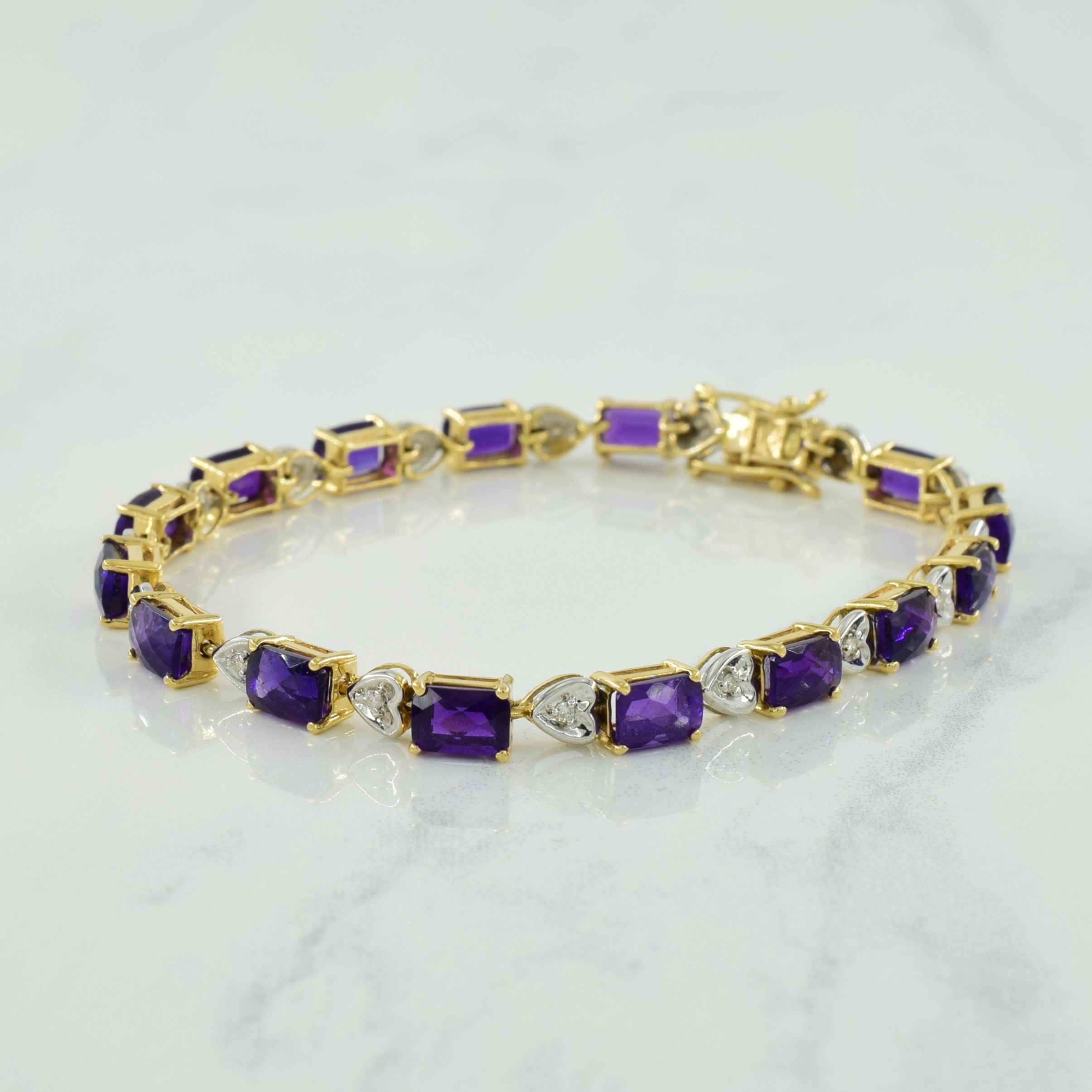 Amethyst & Diamond Bracelet | 8.00ctw, 0.08ctw | 7" |