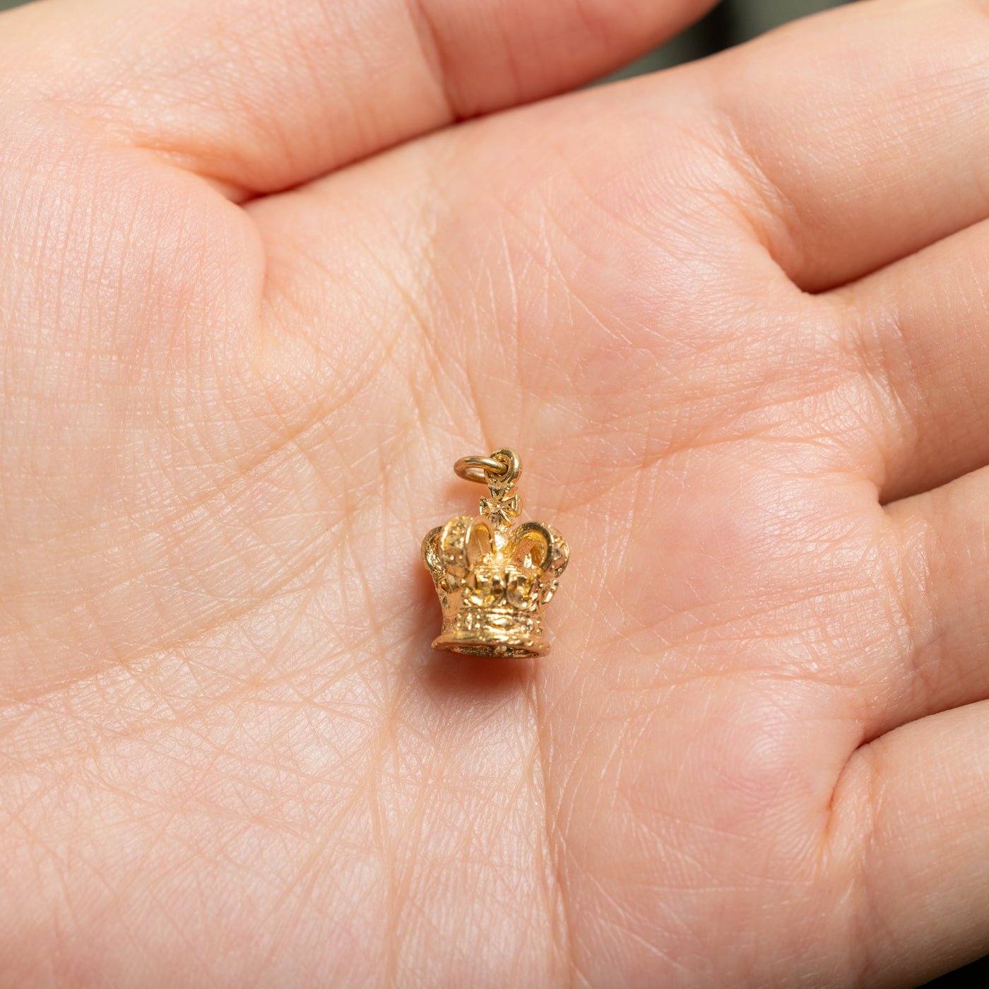 10k Yellow Gold Ornate Crown Charm