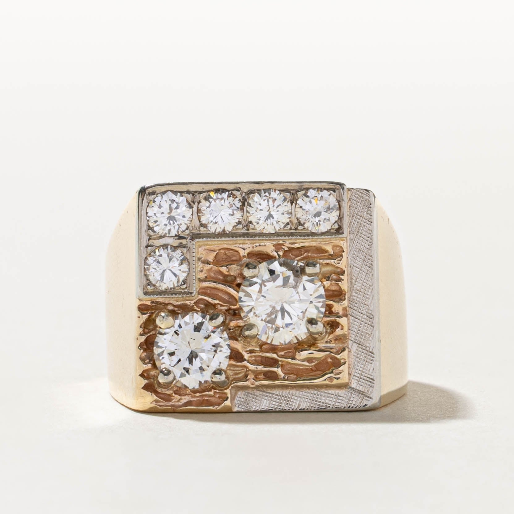 14k Scattered Diamond Textured Chunky Cocktail Ring | 2.37ctw | SZ 10.5