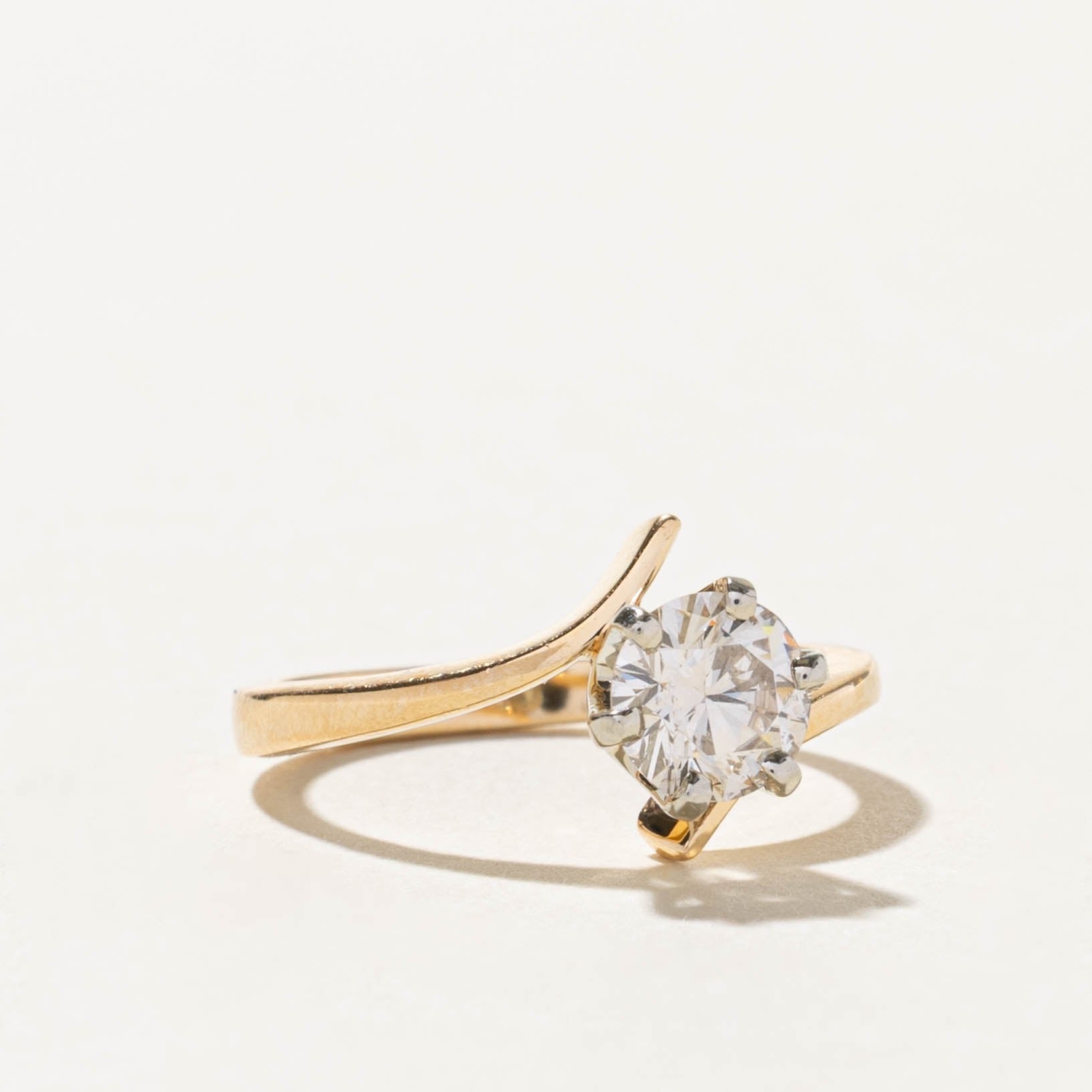 14k Solitaire Diamond Bypass Engagement Ring | 0.87ct | SZ 6
