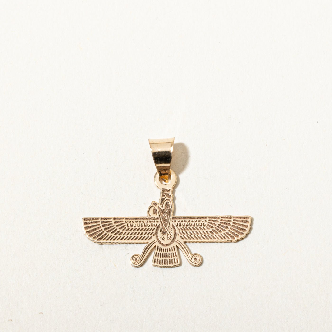 18k Yellow Gold Engraved Faravahar Pendant