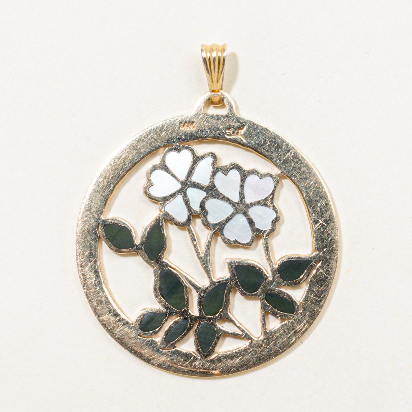 14K Pendants with Nephrite Jade Inlay