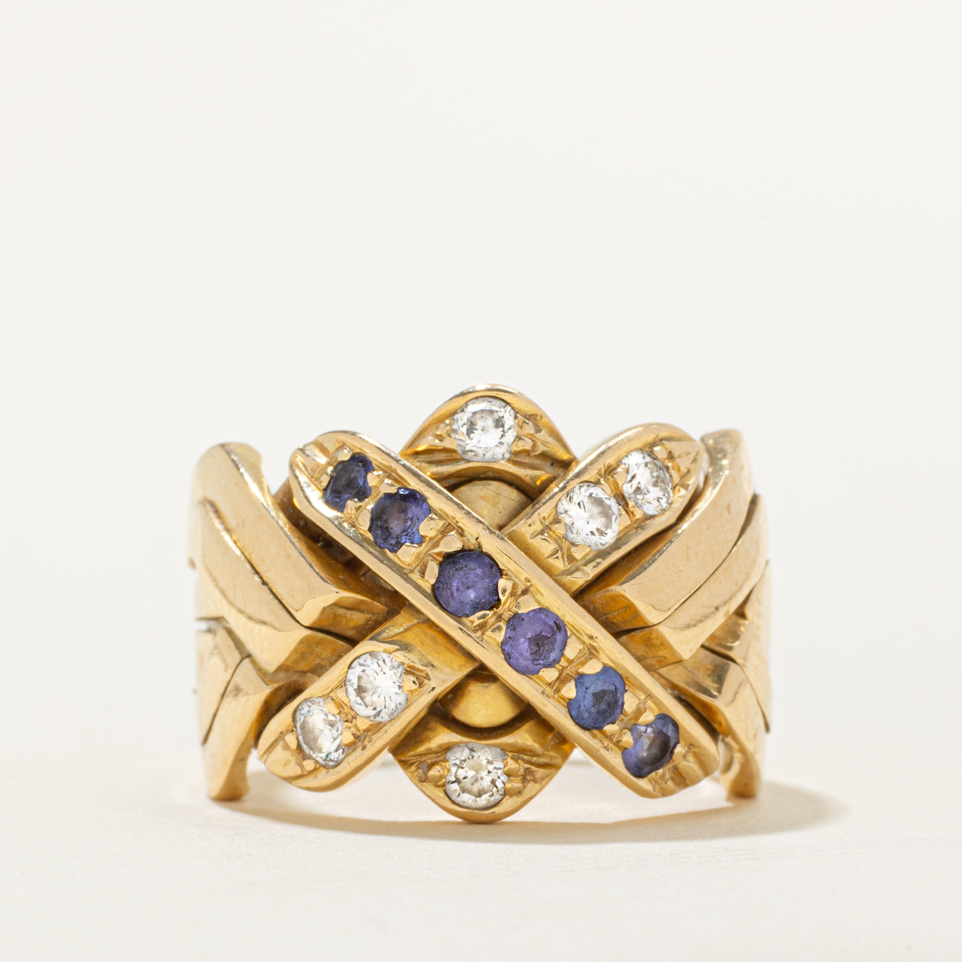 Fused Tanzanite & Diamond Puzzle Ring | 0.42ctw, 0.36ctw | SZ 9.5 |