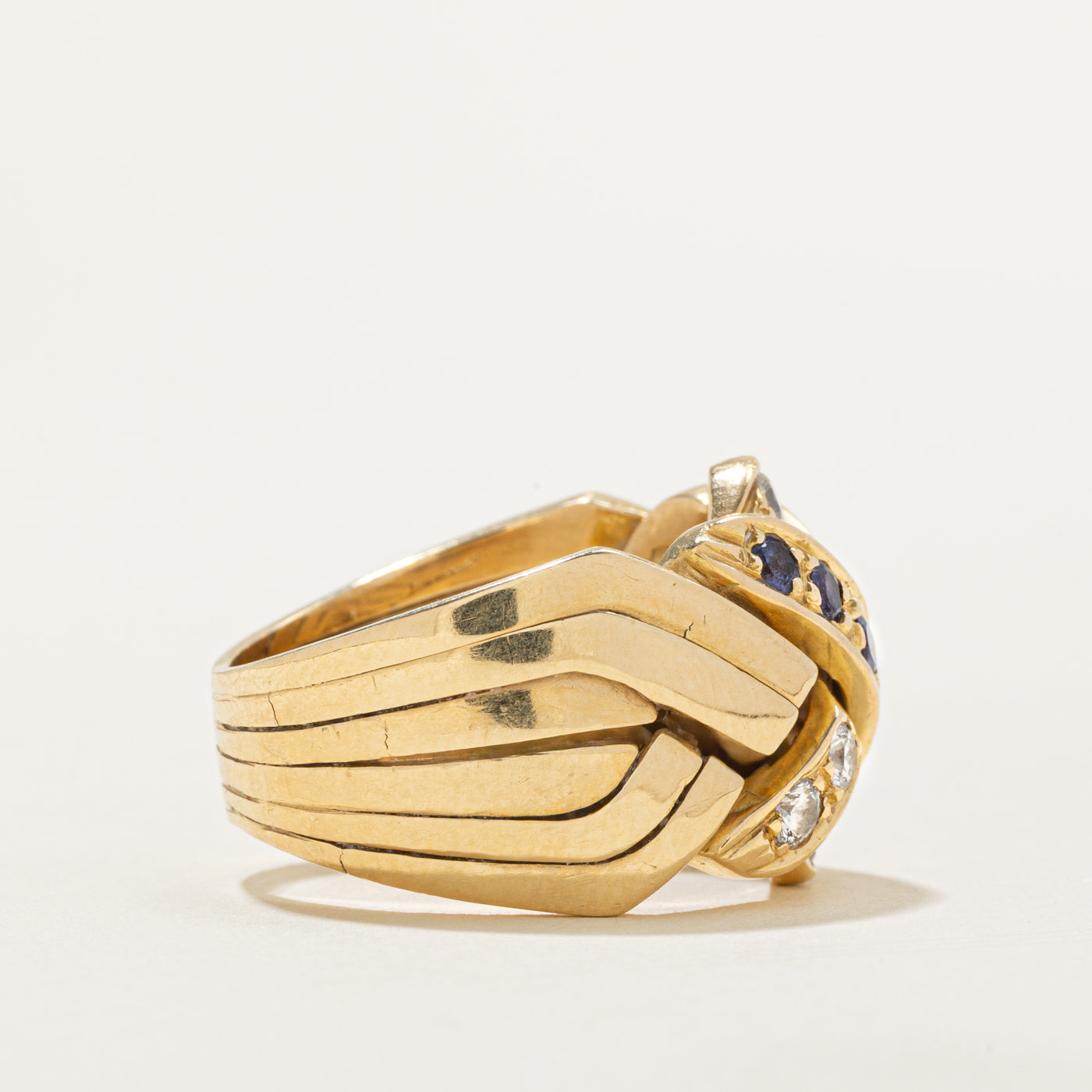 Fused Tanzanite & Diamond Puzzle Ring | 0.42ctw, 0.36ctw | SZ 9.5 |