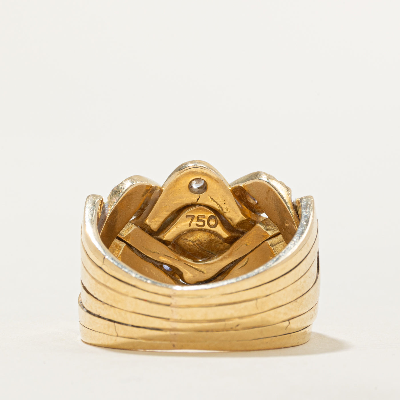 Fused Tanzanite & Diamond Puzzle Ring | 0.42ctw, 0.36ctw | SZ 9.5 |