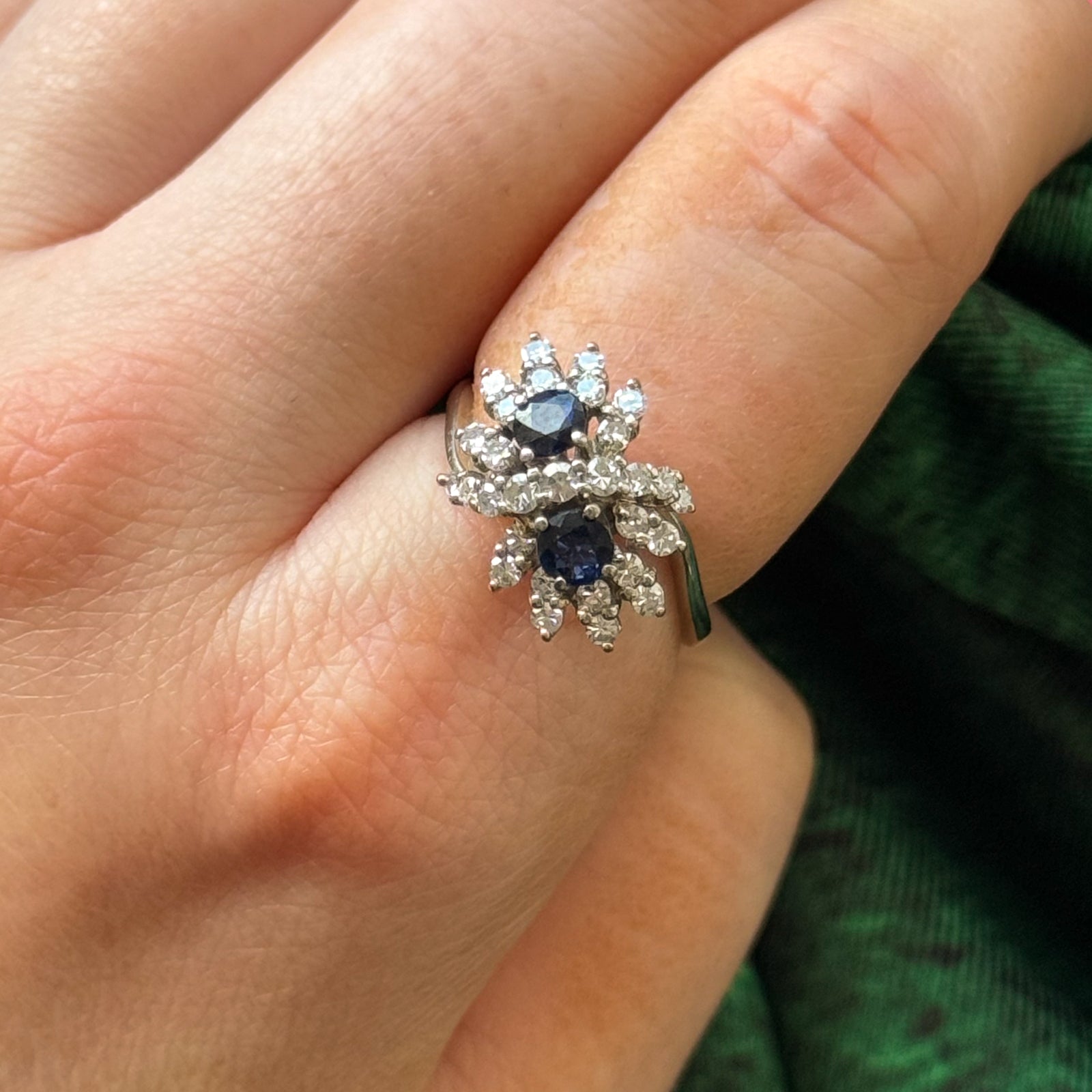 Diamond & Sapphire Waterfall Ring | 0.73ctw, 0.50ctw | SZ 6.25 |