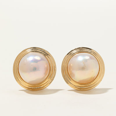 Mabé Pearl Button Earrings