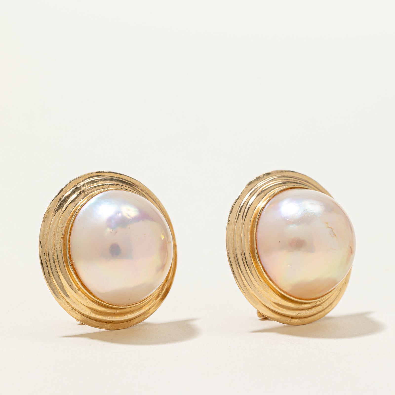 Mabé Pearl Button Earrings
