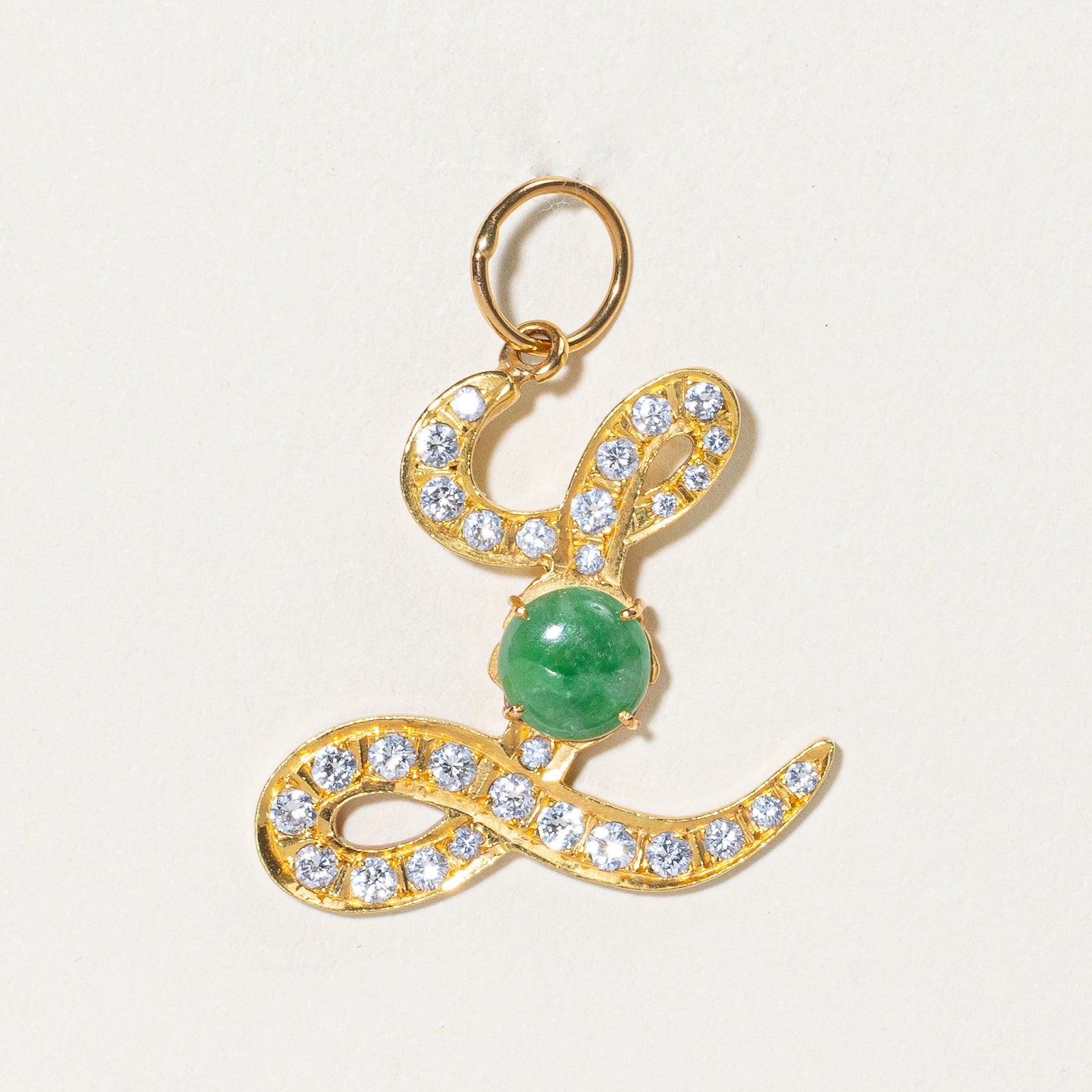 Jadeite & Diamond Cursive 'L' Pendant | 0.80ct, 0.56ctw |