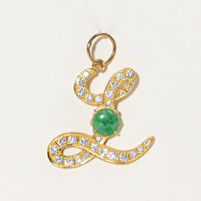 Jadeite & Diamond Cursive 'L' Pendant | 0.80ct, 0.56ctw |