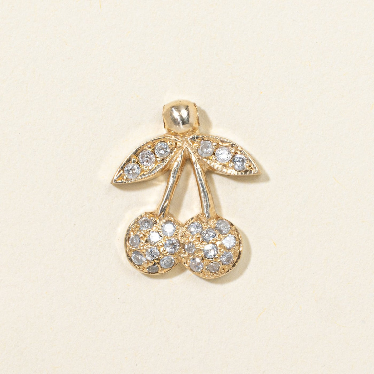 10k Pave Set Diamond Cherry Pendant | 0.28ctw